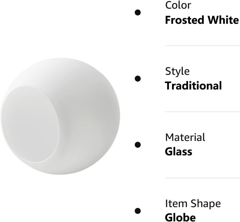 BinoBro 3 Pack Fixture Replacement Globe Shade, 6 Inch Diameter, E26 Base 1-5/8 Inch Fitter, Glass Globe Lampshade Cover for Pendant Wall Sconce Chandelier Vanity Light (3 Pack 6 Inch White Frosted Glass) - Image 5